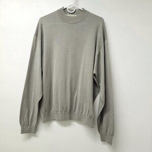 Pronto Uomo Mens Mock Neck Sweater Size XL Gray Long Sleeve Silk Blend Pullover